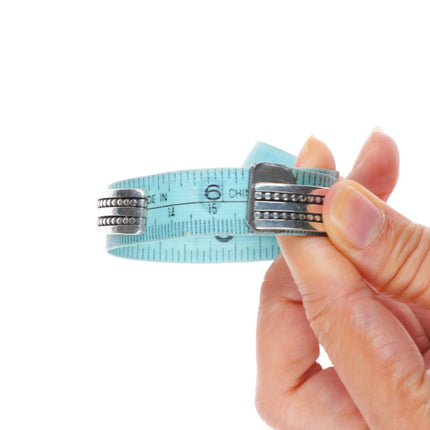 6.15" Pete Johnson Navajo sterling silver cuff bracelet spiderweb turquoise