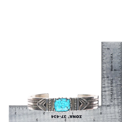 6.15" Pete Johnson Navajo sterling silver cuff bracelet spiderweb turquoise