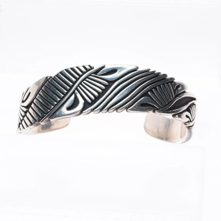 6" Nelson Begay Navajo sterling silver cuff bracelet overlay style