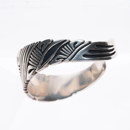 6" Nelson Begay Navajo sterling silver cuff bracelet overlay style
