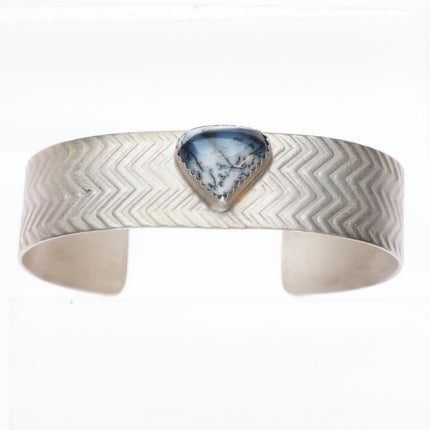 6.2" Joe Chavez Santo Domingo sterling silver white buffalo cuff bracelet