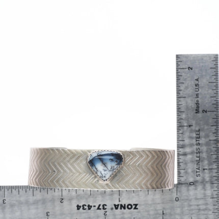 6.2" Joe Chavez Santo Domingo sterling silver white buffalo cuff bracelet