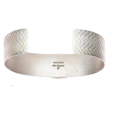 6.2" Joe Chavez Santo Domingo sterling silver white buffalo cuff bracelet