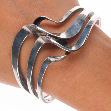 6.6" Michael Kirk Isleta/Navajo sterling silver modernist freeform cuff bracelet