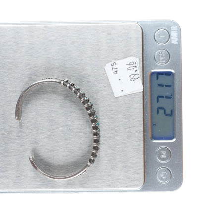 6.1" c1940's Fred Harvey Zuni snake eye turquoise double row cuff bracelet