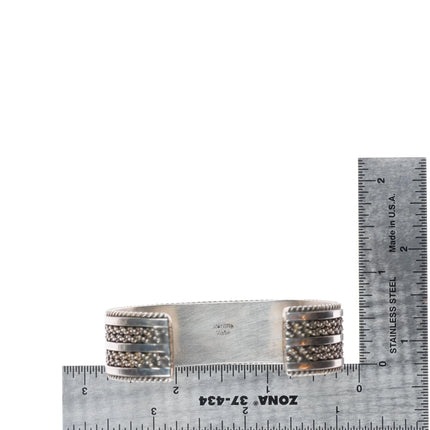 6.25" Vintage Tahe Navajo sterling silver twisted rope silver wire cuff bracelet