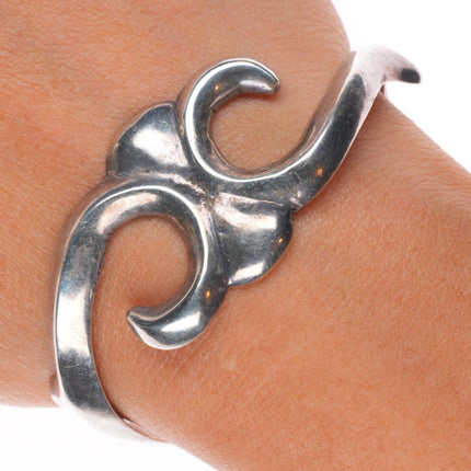 6.1" Vintage Navajo sandcast sterling silver cuff bracelet
