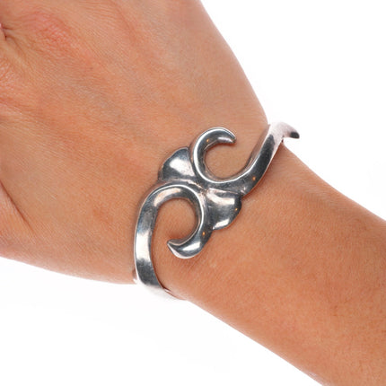 6.1" Vintage Navajo sandcast sterling silver cuff bracelet
