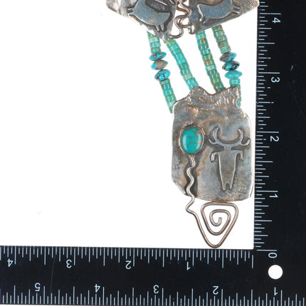 21" Shaman's Dream sterling silver petroglyph turquoise heishi necklace