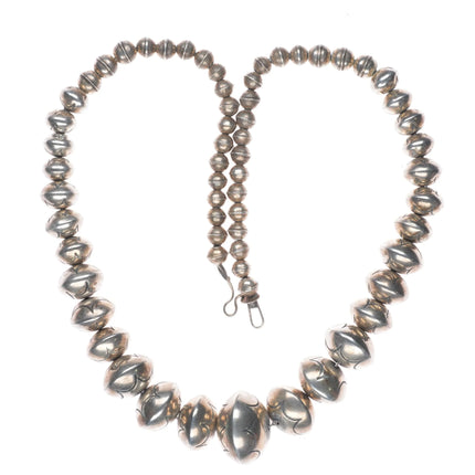 22.5" Vintage Roy Vandever Navajo sterling silver stamped Navajo pearls necklace