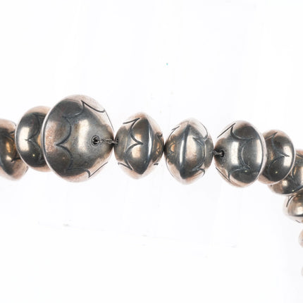 22.5" Vintage Roy Vandever Navajo sterling silver stamped Navajo pearls necklace