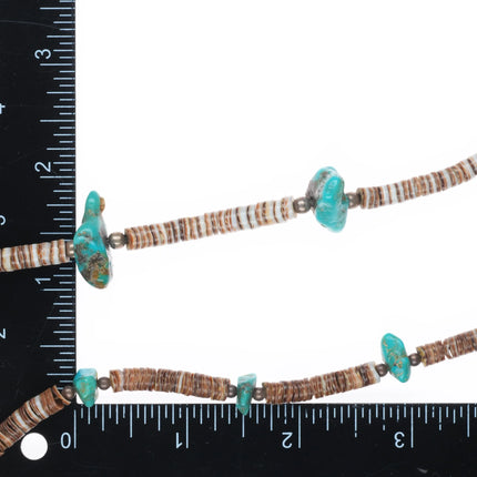 17.5" Vintage Santo Domingo sterling silver shell/turquoise heishi necklaces