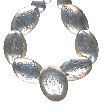 20" QT Shop Southwestern sterling silver pillow bead necklace w/stamped designs