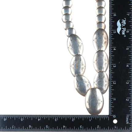 20" QT Shop Southwestern sterling silver pillow bead necklace w/stamped designs