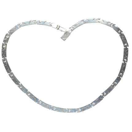 18" Retro Mexican sterling silver Lapis inlaid link necklace