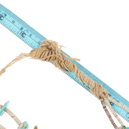 30" Vintage Santo Domingo turquoise/shel 3 strand heishi necklace