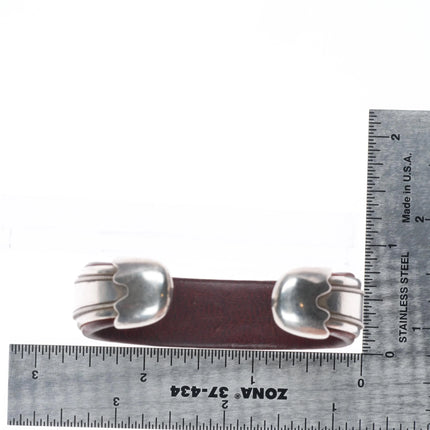 6" Ramona Heise hand engraved sterling silver leather lined cuff bracelet