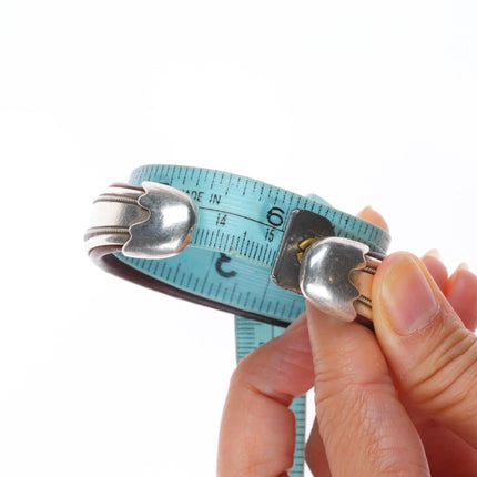 6" Ramona Heise hand engraved sterling silver leather lined cuff bracelet