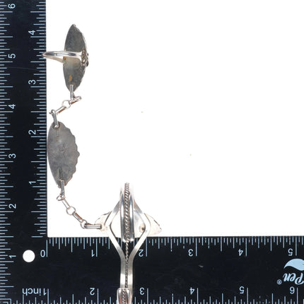 6.7" & sz8.5 Navajo sterling silver onyx vintage ring/cuff "slave bracelet"