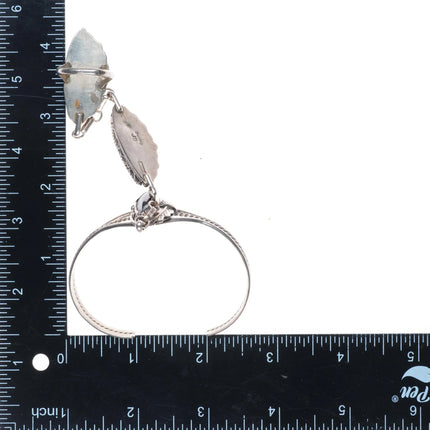 6.7" & sz8.5 Navajo sterling silver onyx vintage ring/cuff "slave bracelet"