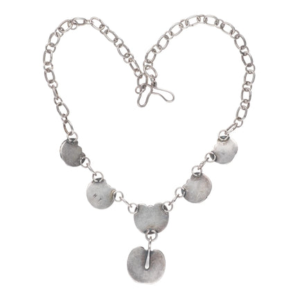 15.5" Vintage Herbert Tsosie Navajo sterling silver mother of pearl necklace