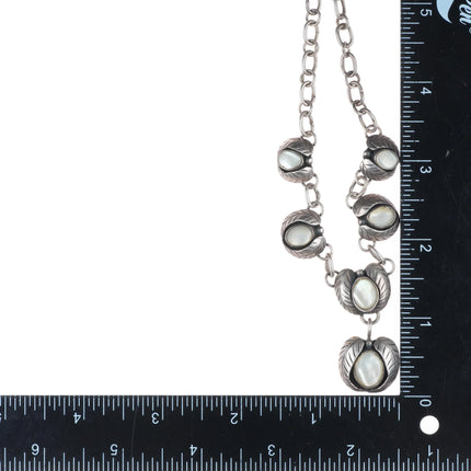 15.5" Vintage Herbert Tsosie Navajo sterling silver mother of pearl necklace