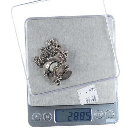 15.5" Vintage Herbert Tsosie Navajo sterling silver mother of pearl necklace