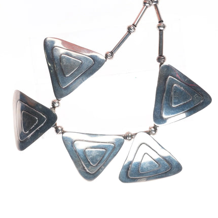 17.5" JCJ Southwestern Modernist sterling silver bib necklace w/earrings