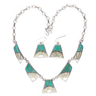 Teme Southwestern sterling silver turquoise/mother of pearl necklace/earrings