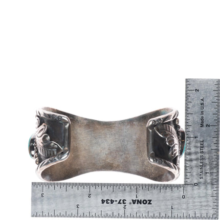 7.1" Unused 1970's Vintage sterling silver and turquoise watch cuff bracelet