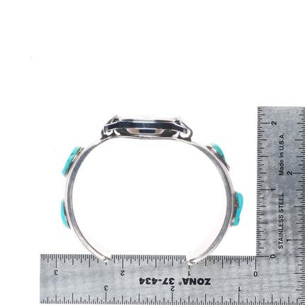 6.3" Harry Morgan Navajo Modernist sterling silver shadowbox watch cuff bracelet
