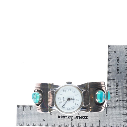 6.3" Harry Morgan Navajo Modernist sterling silver shadowbox watch cuff bracelet