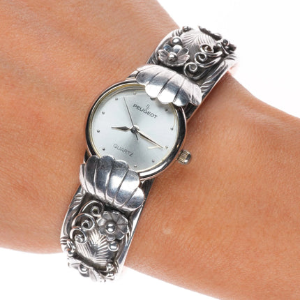 6.25" Bobby Johnson Navajo sterling silver 1980's watch cuff bracelet