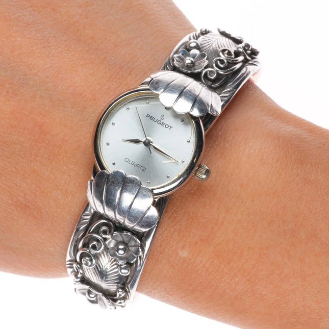 6.25" Bobby Johnson Navajo sterling silver 1980's watch cuff bracelet