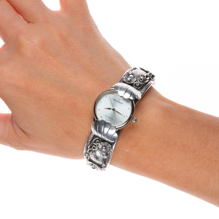 6.25" Bobby Johnson Navajo sterling silver 1980's watch cuff bracelet