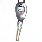 Vintage southwestern sterling silver shell, onyx inlay modernist bolo tie