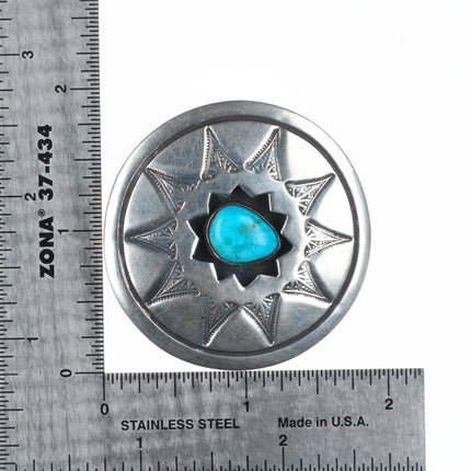 Big Vintage Navajo sterling silver shadowbox pin/brooch with turquoise