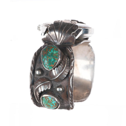 6.4" Vintage Navajo sterling silver watch cuff bracelet Hamilton Automatic