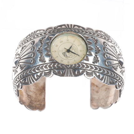 6.65" B Soce Navajo sterling silver heavy stamped watch cuff bracelet
