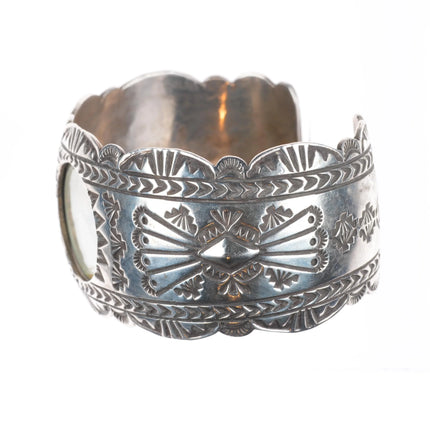 6.65" B Soce Navajo sterling silver heavy stamped watch cuff bracelet