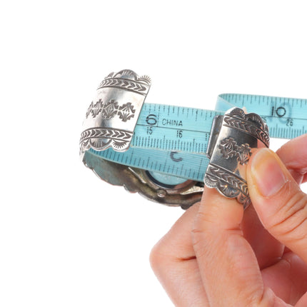 6.65" B Soce Navajo sterling silver heavy stamped watch cuff bracelet