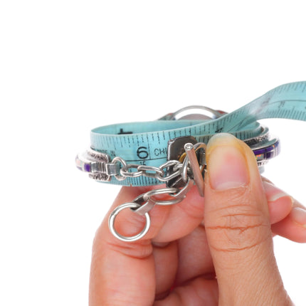 6.25"+ adjustable Navajo sterling silver sugilite/opal  inlay watch bracelet