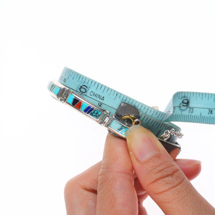 6.5" L Watson Navajo TSF sterling silver multi-stone inlay link bracelet