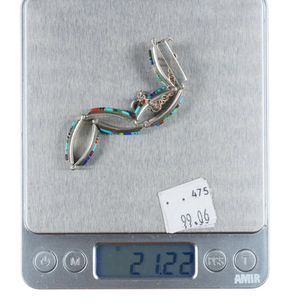 6.5" L Watson Navajo TSF sterling silver multi-stone inlay link bracelet