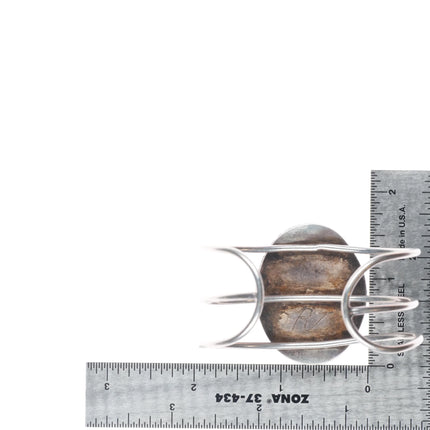 6" c1940 Zuni sterling silver spiny oyster/turquoise channel inlay cuff bracelet