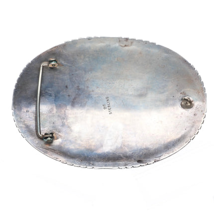 Huge Delbert Chatter Navajo sterling silver turquoise belt buckle Vintage