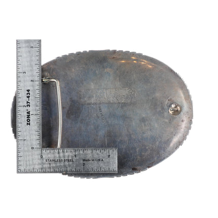 Huge Delbert Chatter Navajo sterling silver turquoise belt buckle Vintage