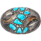 Huge Delbert Chatter Navajo sterling silver turquoise belt buckle Vintage
