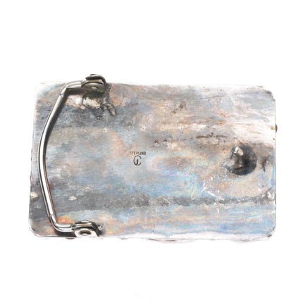 CJ Navajo sterling silver Royston turquoise nugget cluster belt buckle