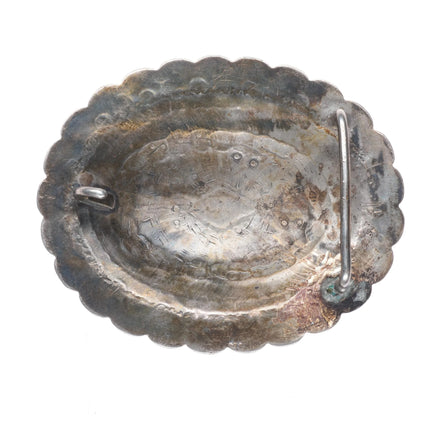 c1950's Navajo sterling silver hand stamped concho belt buckle